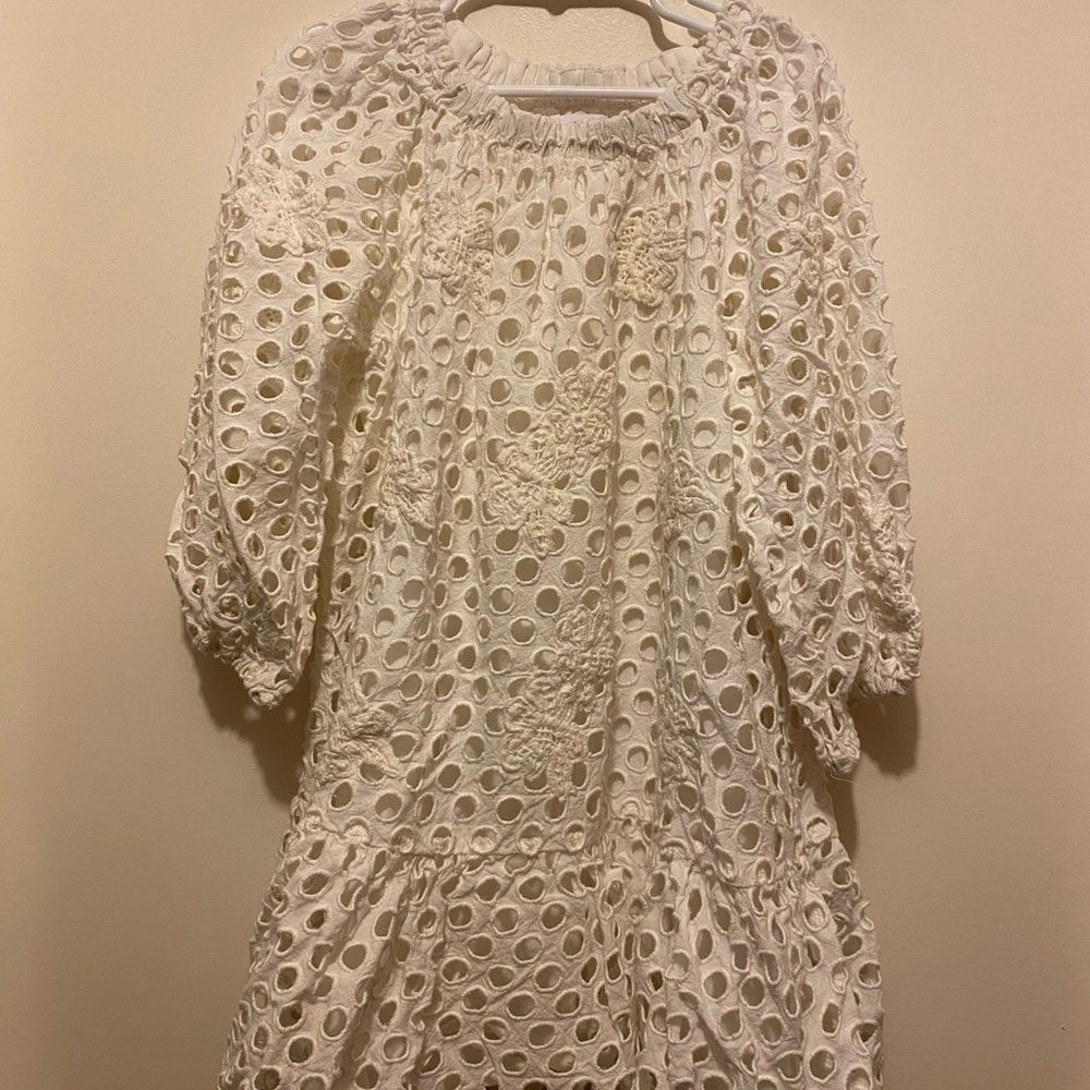Zara White Tiered Puff Sleeve Sundress